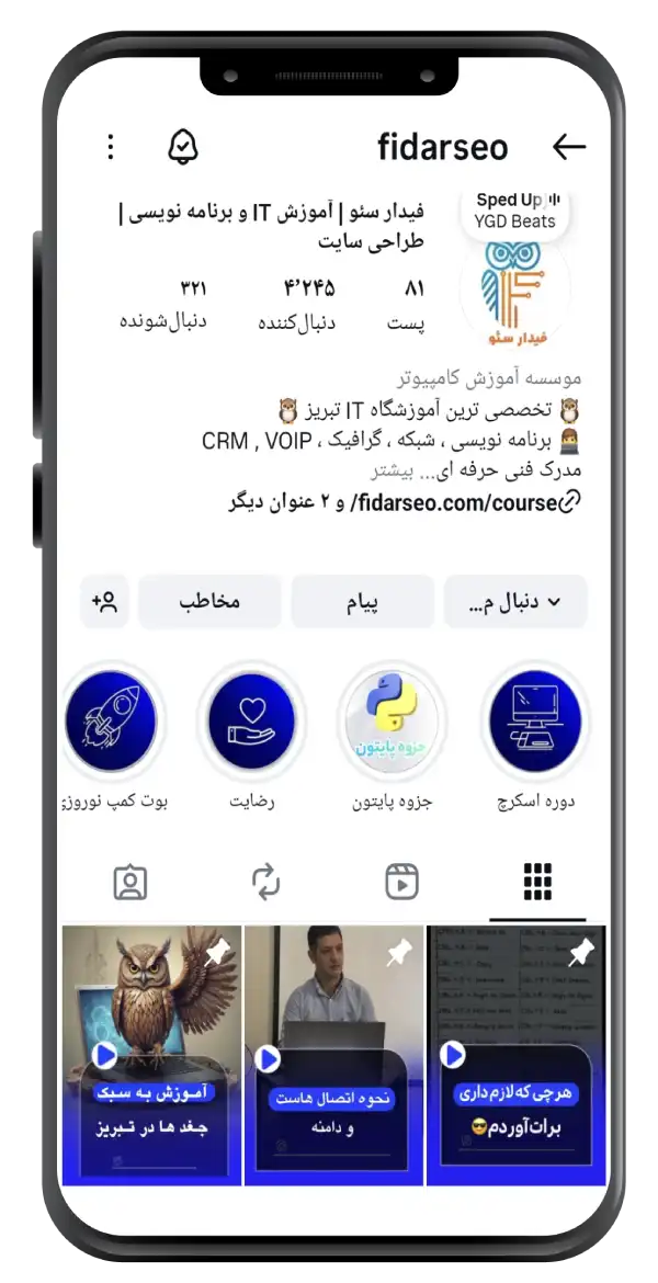 پیج اینستاگرام فیدار سئو تبریز